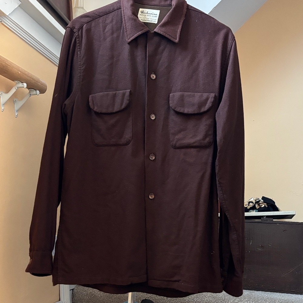 Wolverine Dark Brown Long Sleeve Button-Down Shirt